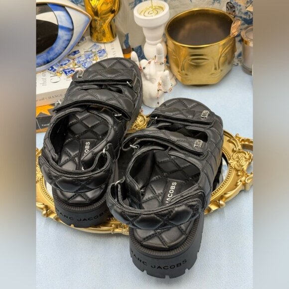 🆕 MARC JACOBS 🧿 NWOB The Quilted Sunny Leather Dad Sandals, Sz 40 US 10 - Picture 13 of 15